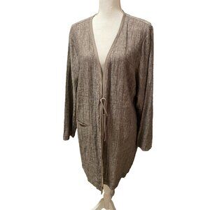Eileen Fisher woman linen cotton tan brown size 2X jacket